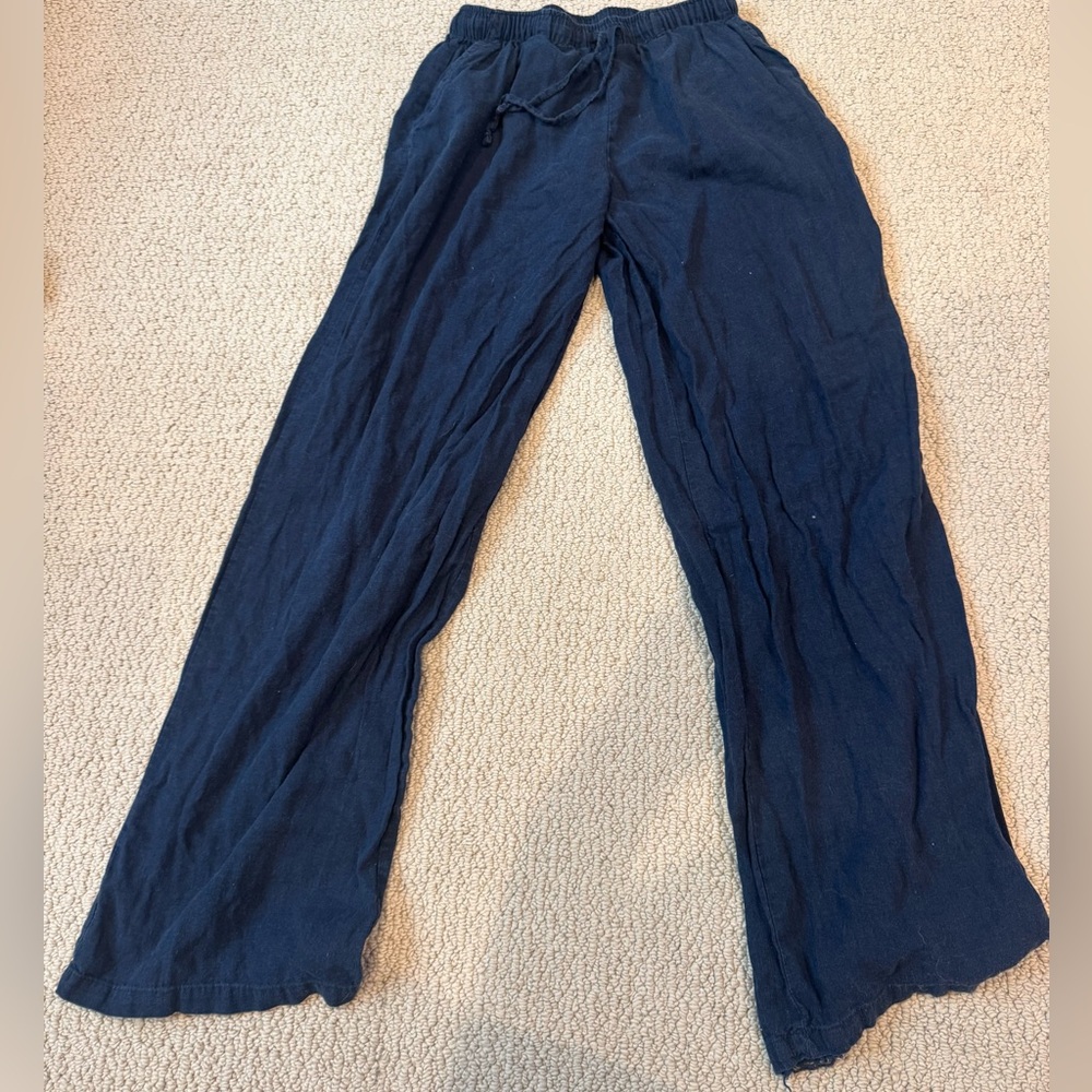 PacSun Navy Linen pull-on pants size xs - Picture 2 of 4